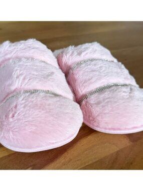 Women’s Pink Rhinestone Faux Fur Cozy Glam Slippers Size L (9–10)